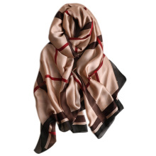 2020 New Silk Scarf Spring Autumn Women Chiffon Muffler Luxury Brand Pattern Silk Scarves Stripe Brown Scarf Women Hijab